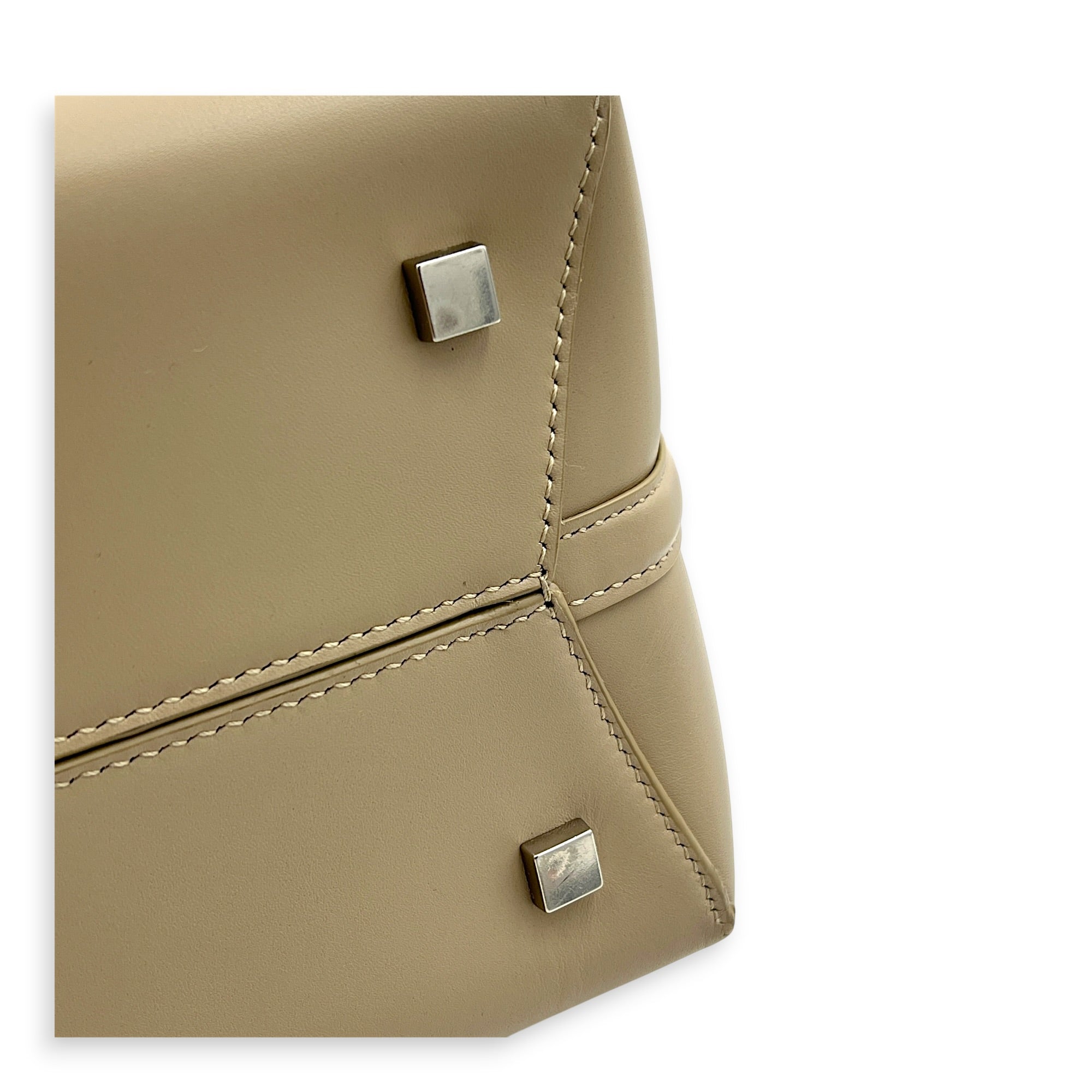 Le 37 Top Handle Bag Beige in Calfskin, Silver hardware