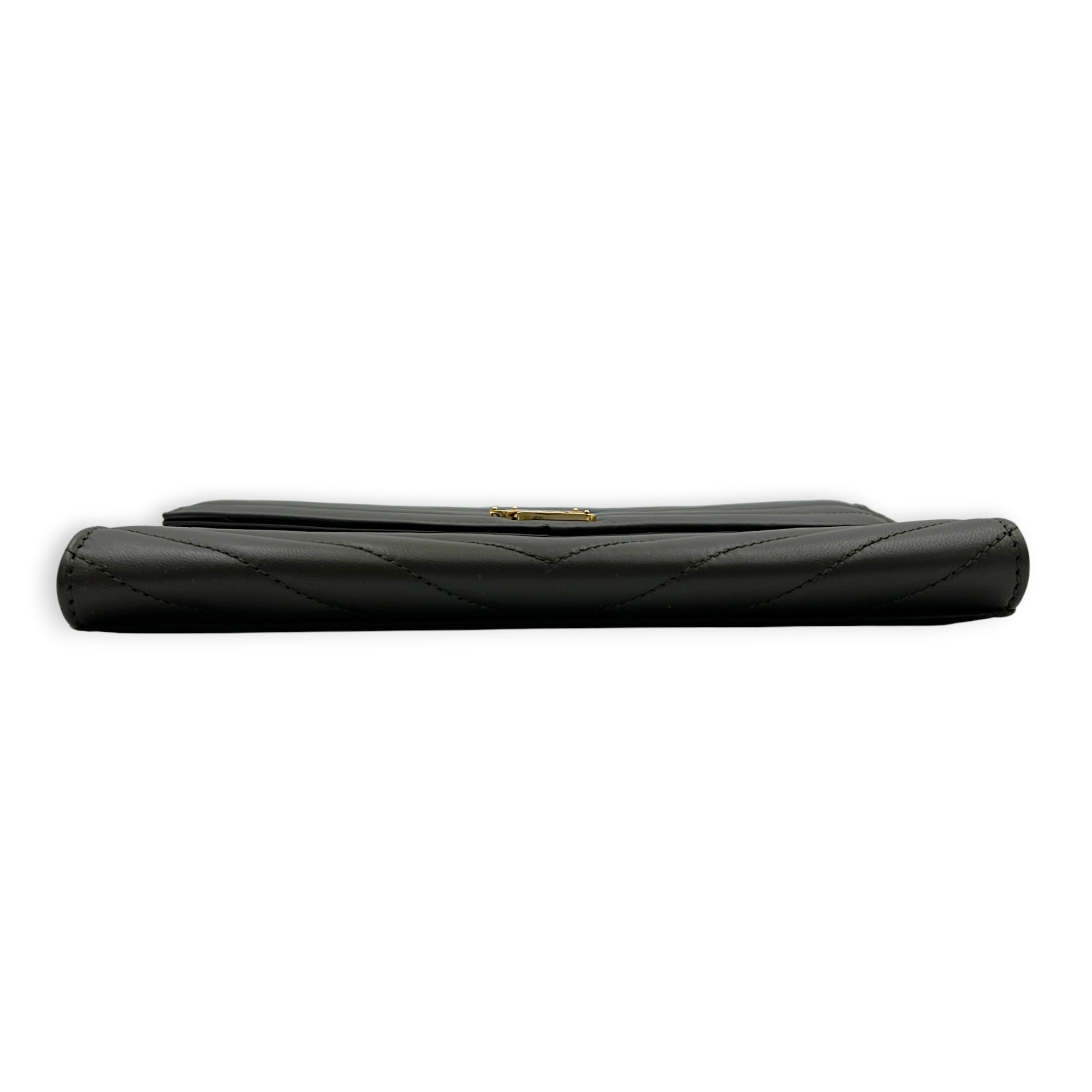 Cassandre Green Pouch in Calfskin, Gold hardware