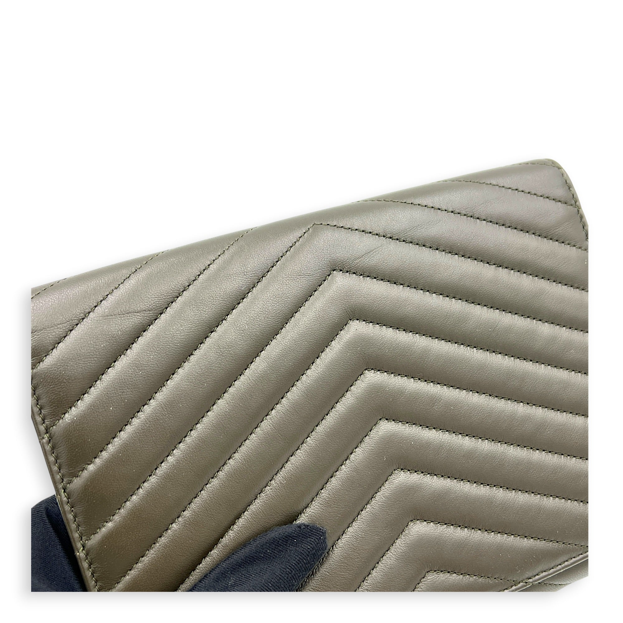 Cassandre Green Pouch in Calfskin, Gold hardware