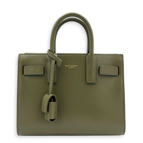 Sac de Jour Top Handle Bag Green in Calfskin, Gold hardware