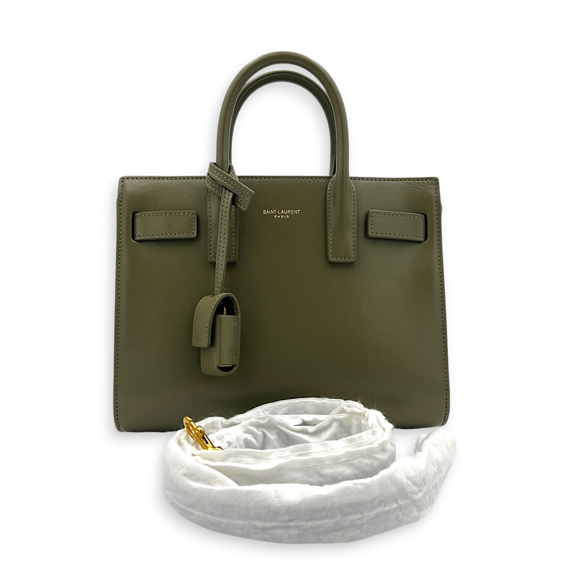 Sac de Jour Top Handle Bag Green in Calfskin, Gold hardware