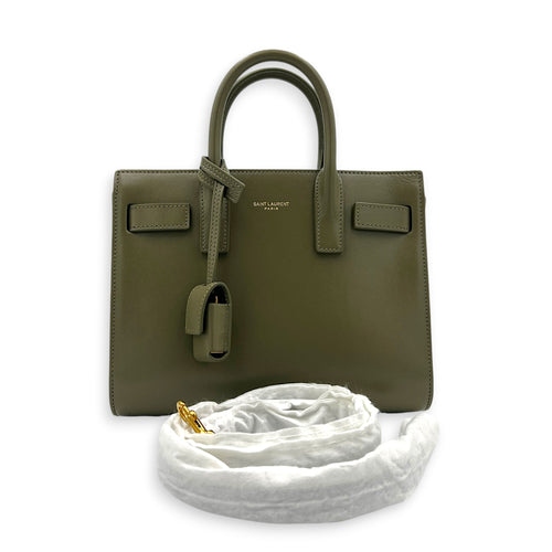 Sac de Jour Top Handle Bag Green in Calfskin, Gold hardware