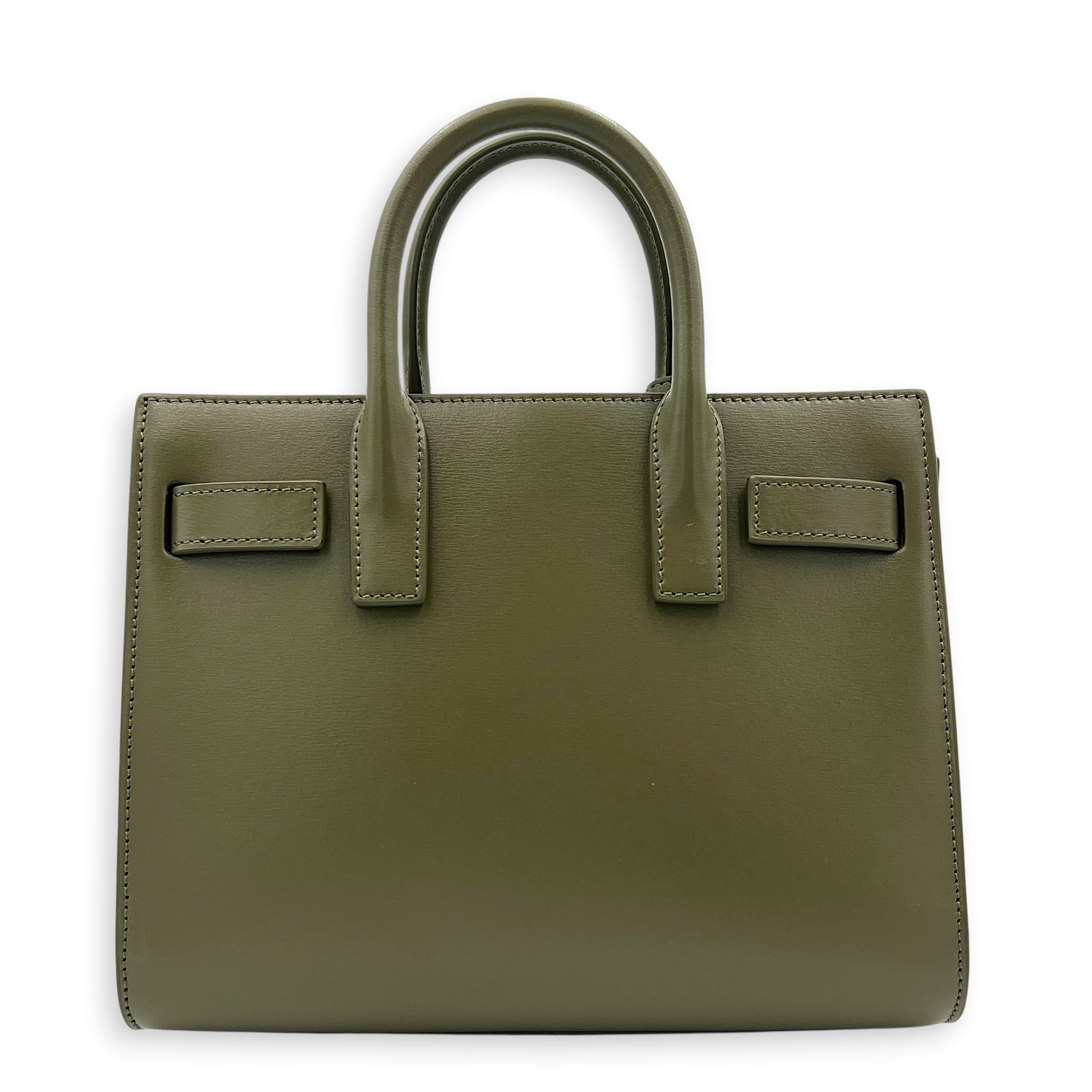 Sac de Jour Top Handle Bag Green in Calfskin, Gold hardware
