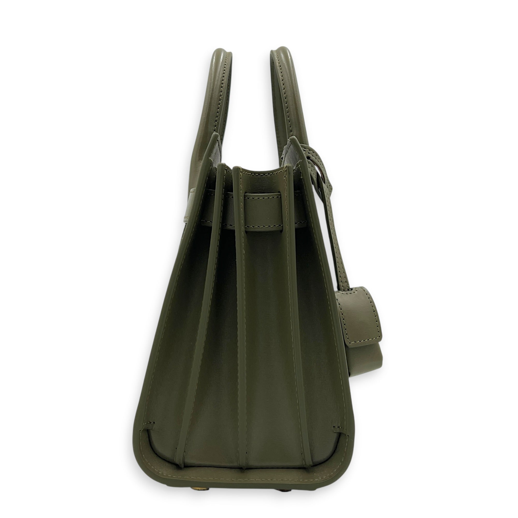 Sac de Jour Top Handle Bag Green in Calfskin, Gold hardware
