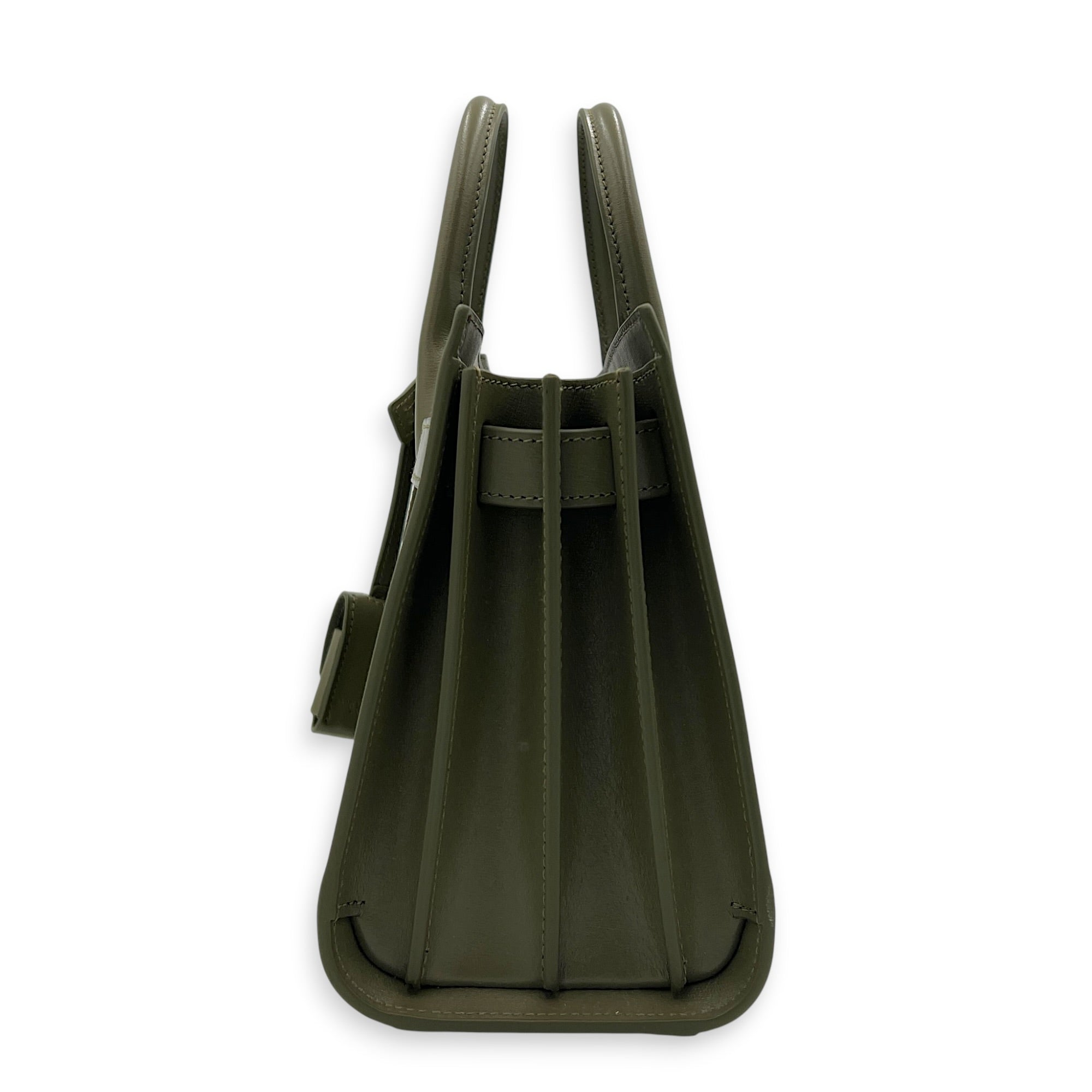 Sac de Jour Top Handle Bag Green in Calfskin, Gold hardware