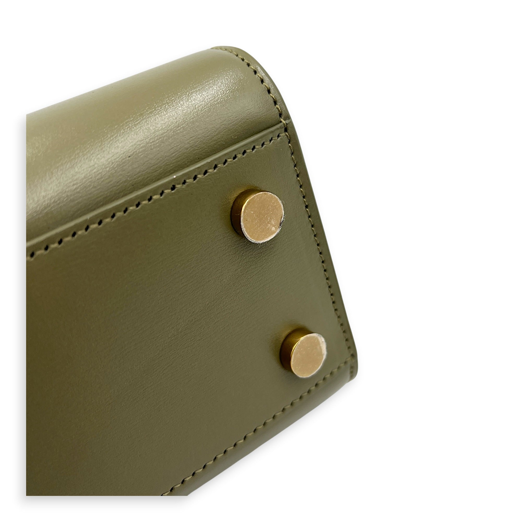 Sac de Jour Top Handle Bag Green in Calfskin, Gold hardware