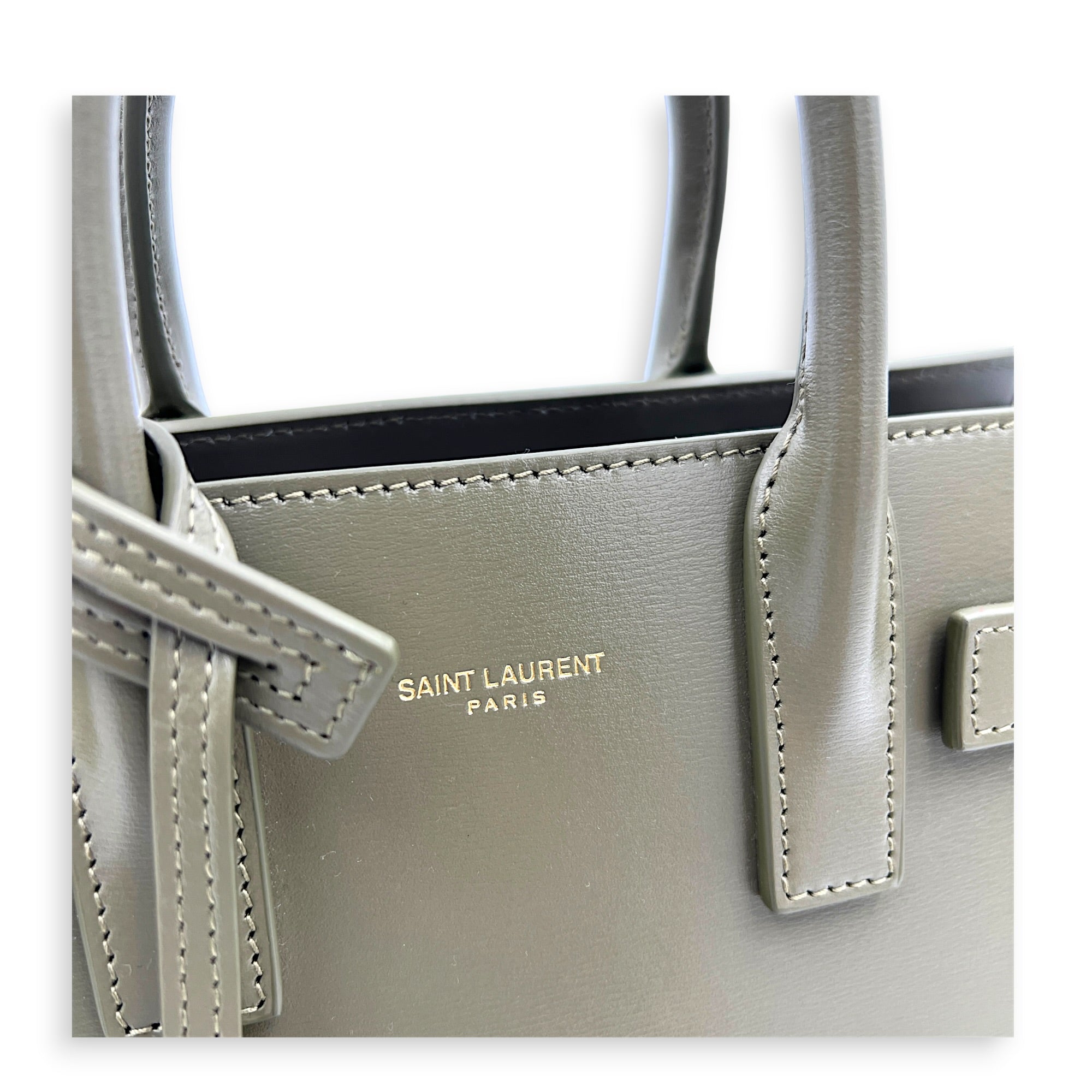 Sac de Jour Top Handle Bag Green in Calfskin, Gold hardware