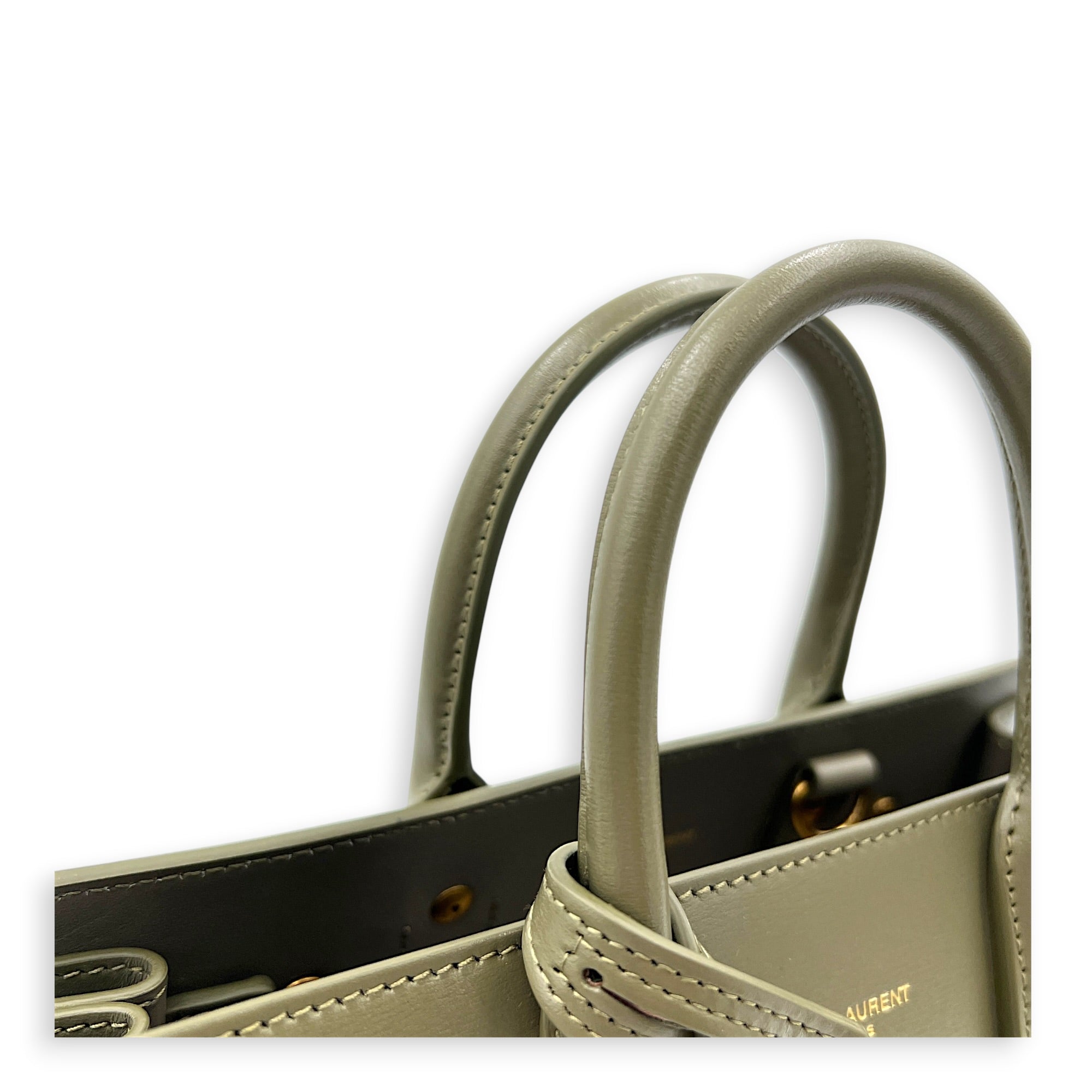 Sac de Jour Top Handle Bag Green in Calfskin, Gold hardware