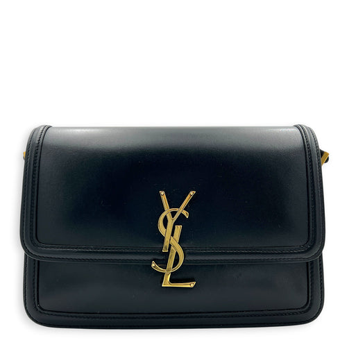 Solferino Shoulder Bag Black in Calfskin, Gold hardware
