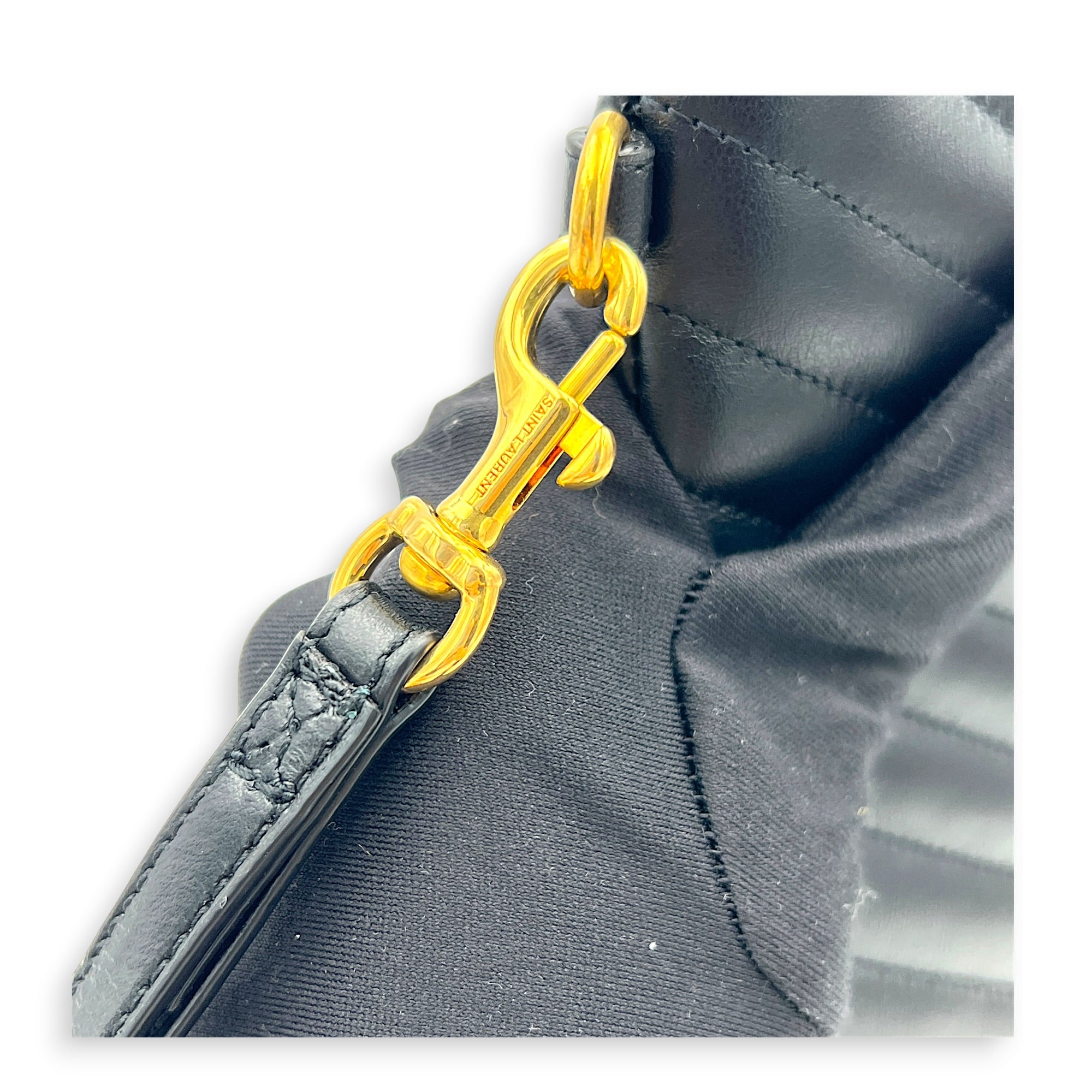Cassandre Black Pouch in Calfskin, Gold hardware