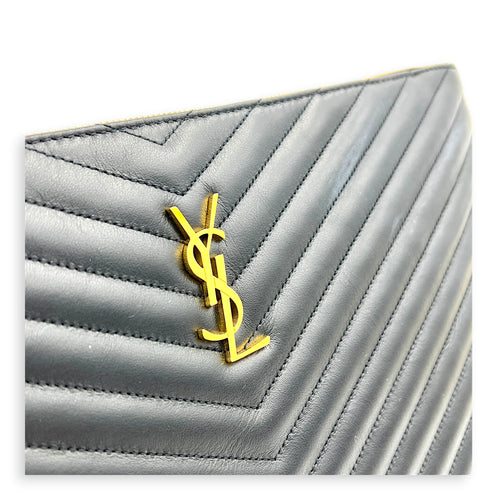 Cassandre Black Pouch in Calfskin, Gold hardware