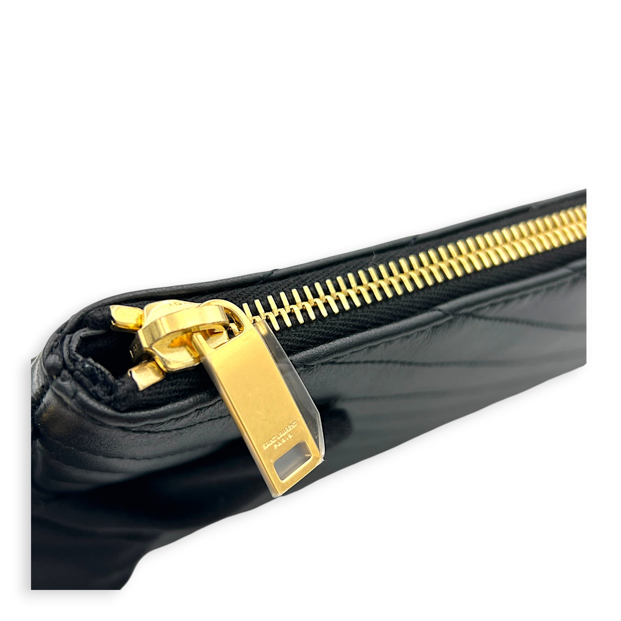 Cassandre Black Pouch in Calfskin, Gold hardware