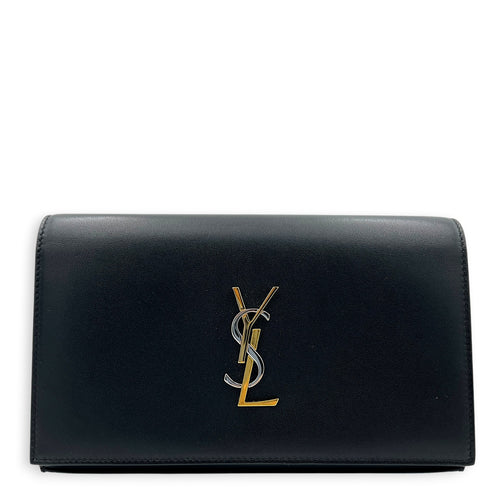 Cassandra Black Wallet On Chain in Calfskin, Mixed hardware