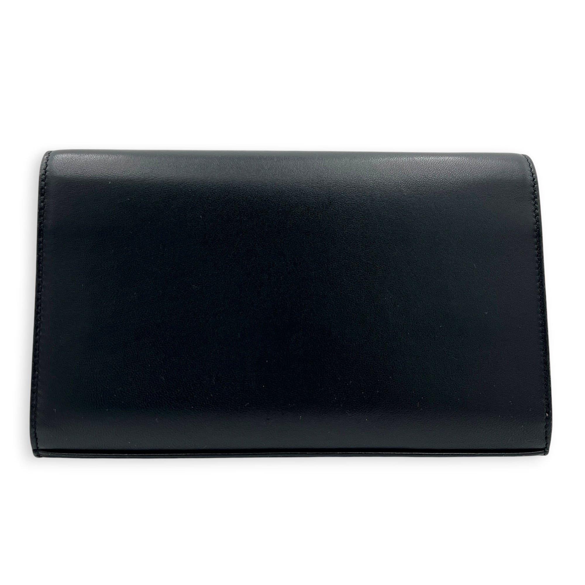 Cassandra Black Wallet On Chain in Calfskin, Mixed hardware