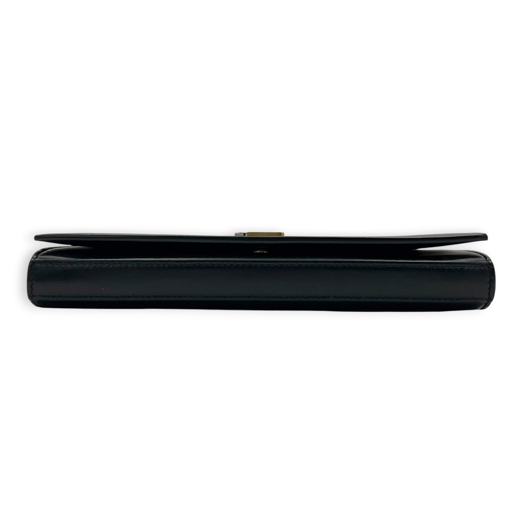 Cassandra Black Wallet On Chain in Calfskin, Mixed hardware