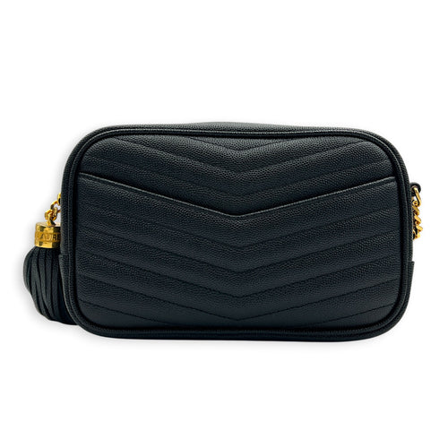 Lou Camera Black Shoulder Bag in Calfskin, Gold hardware
