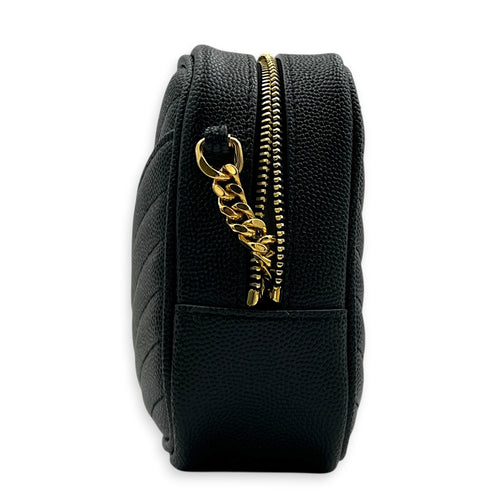 Lou Camera Black Shoulder Bag in Calfskin, Gold hardware