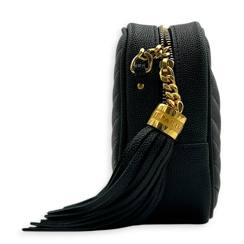 Lou Camera Black Shoulder Bag in Calfskin, Gold hardware