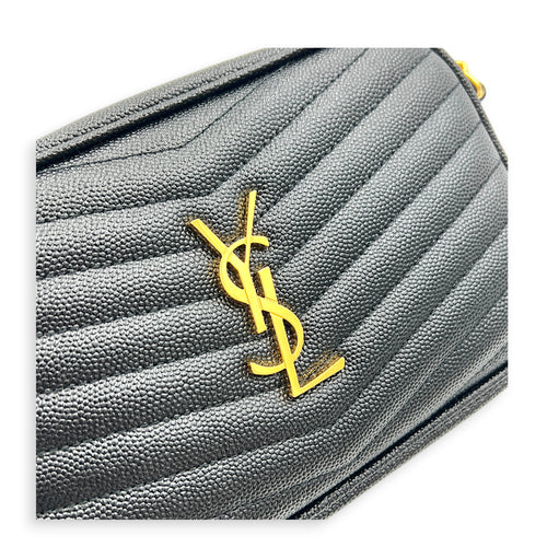 Lou Camera Black Shoulder Bag in Calfskin, Gold hardware