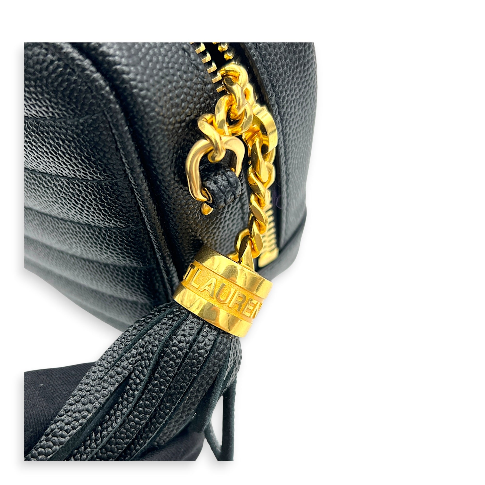 Lou Camera Black Shoulder Bag in Calfskin, Gold hardware
