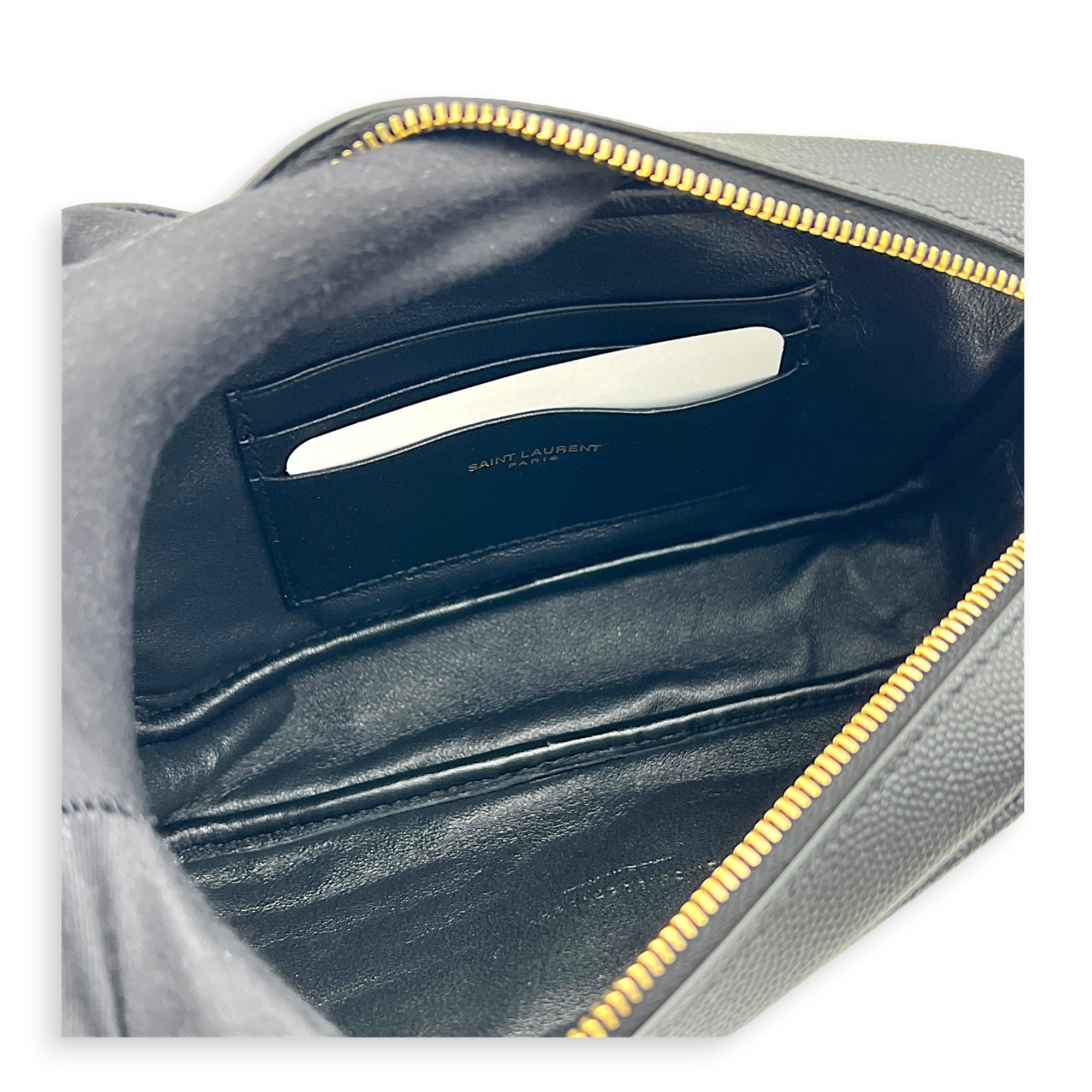 Lou Camera Black Shoulder Bag in Calfskin, Gold hardware