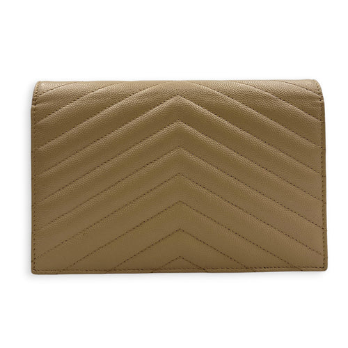 Cassandre Wallet On Chain Beige in Calfskin, Gold hardware