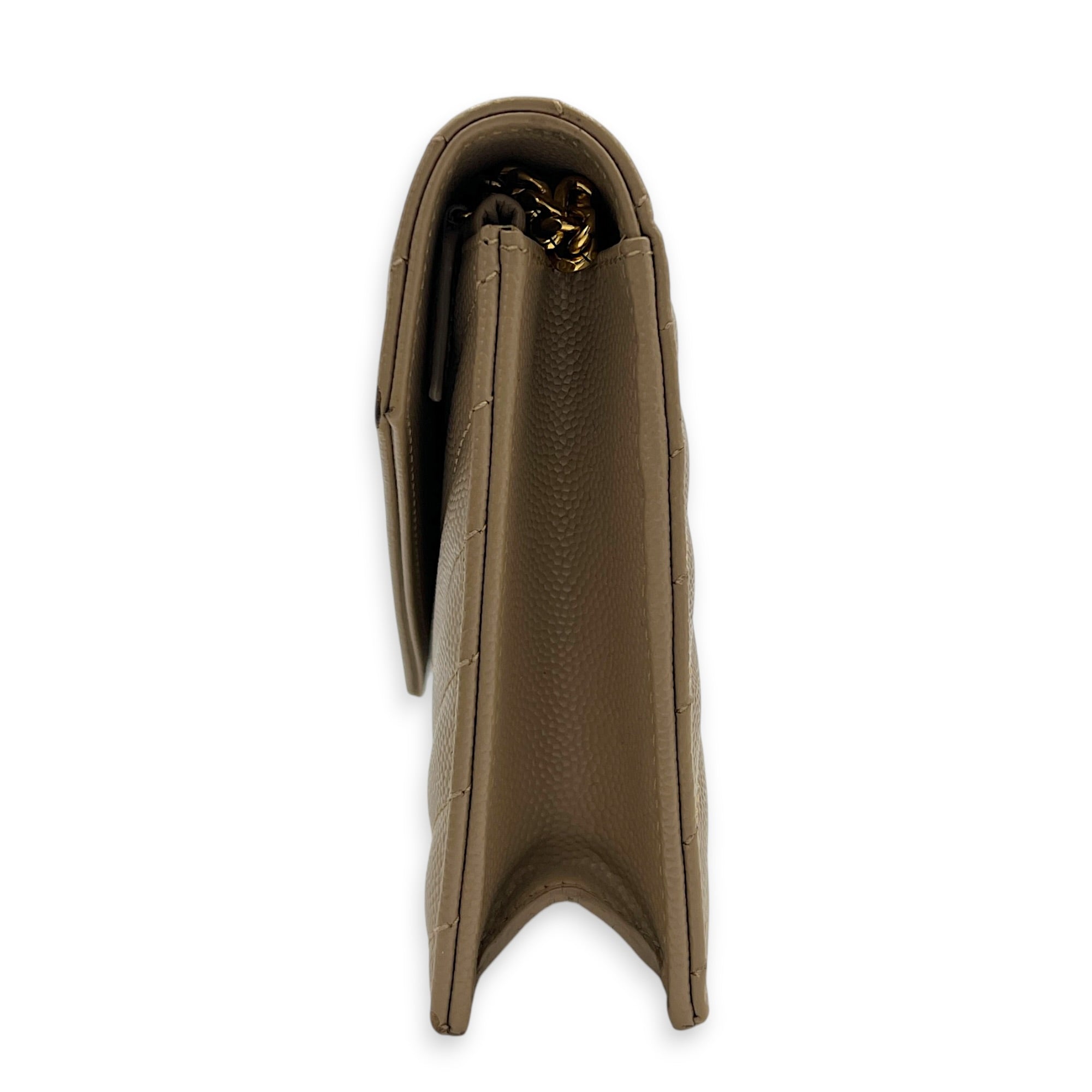 Cassandre Wallet On Chain Beige in Calfskin, Gold hardware