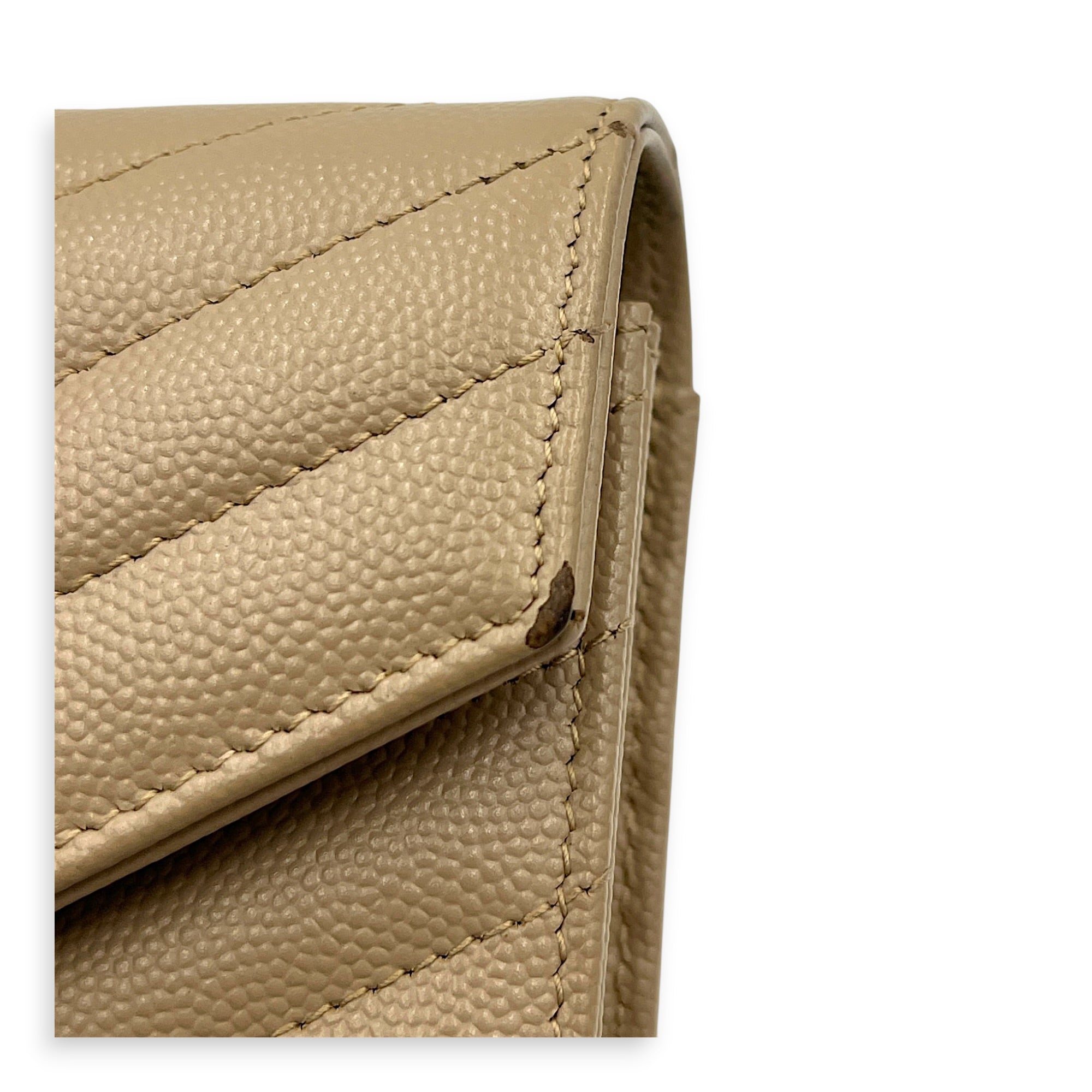 Cassandre Wallet On Chain Beige in Calfskin, Gold hardware