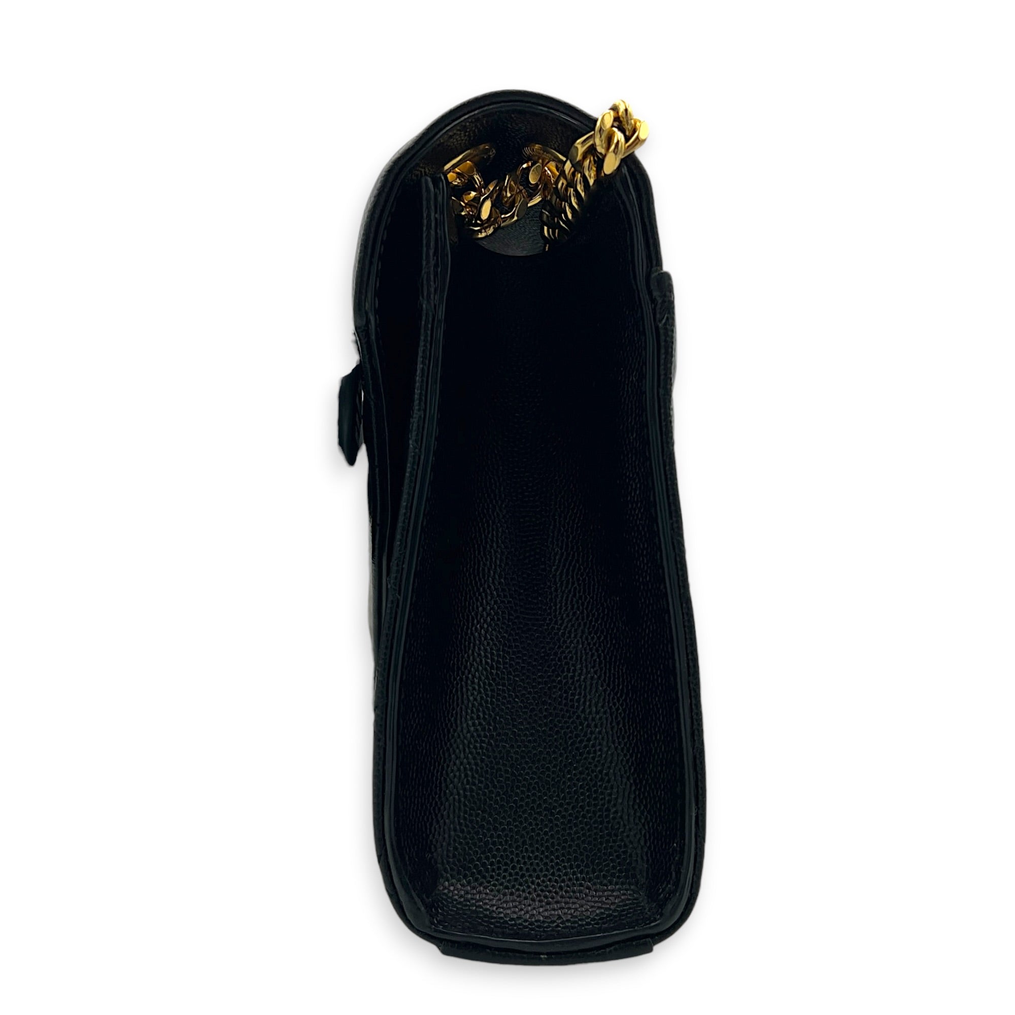 Envelope Shoulder Bag Black in Calfskin, Gold hardware