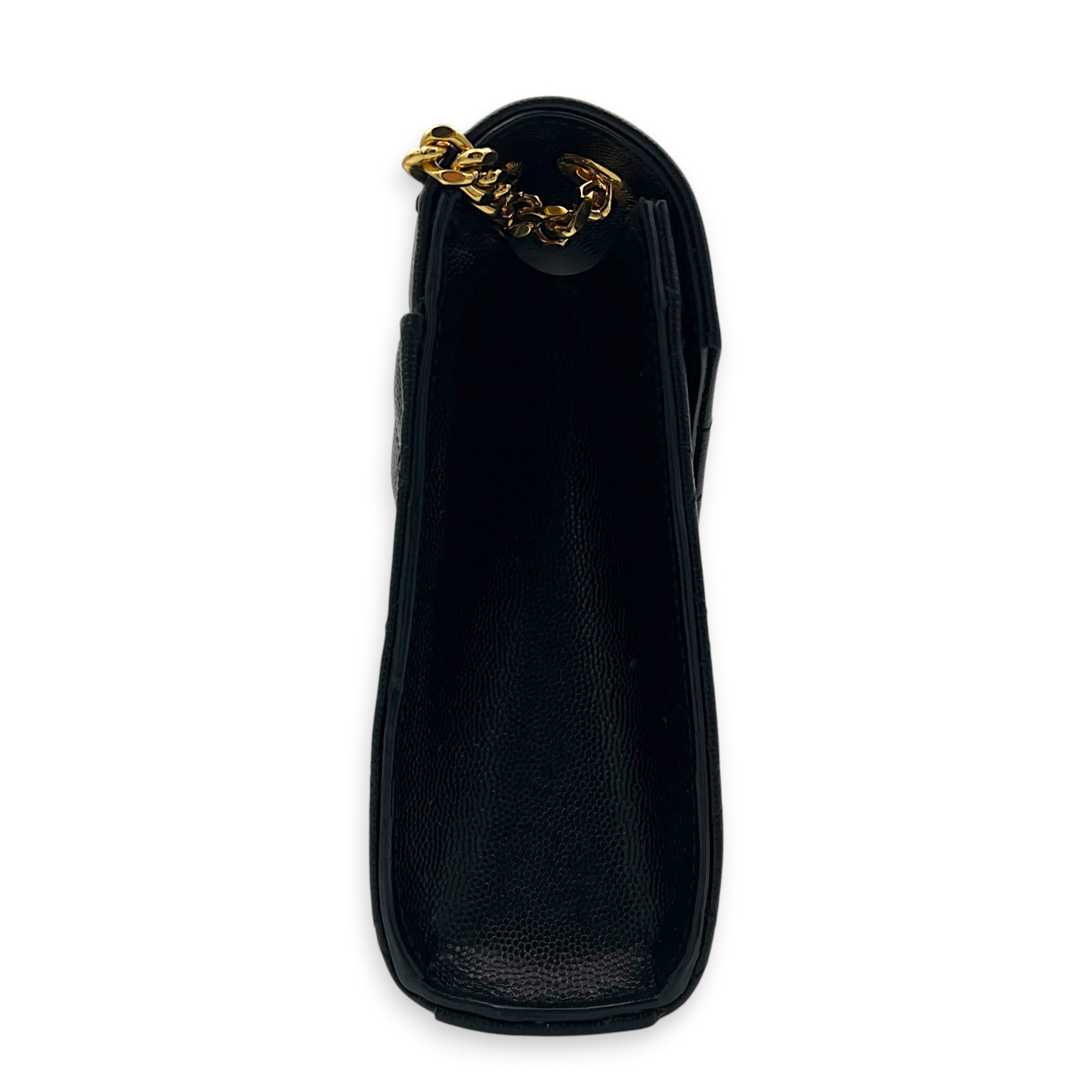 Envelope Shoulder Bag Black in Calfskin, Gold hardware