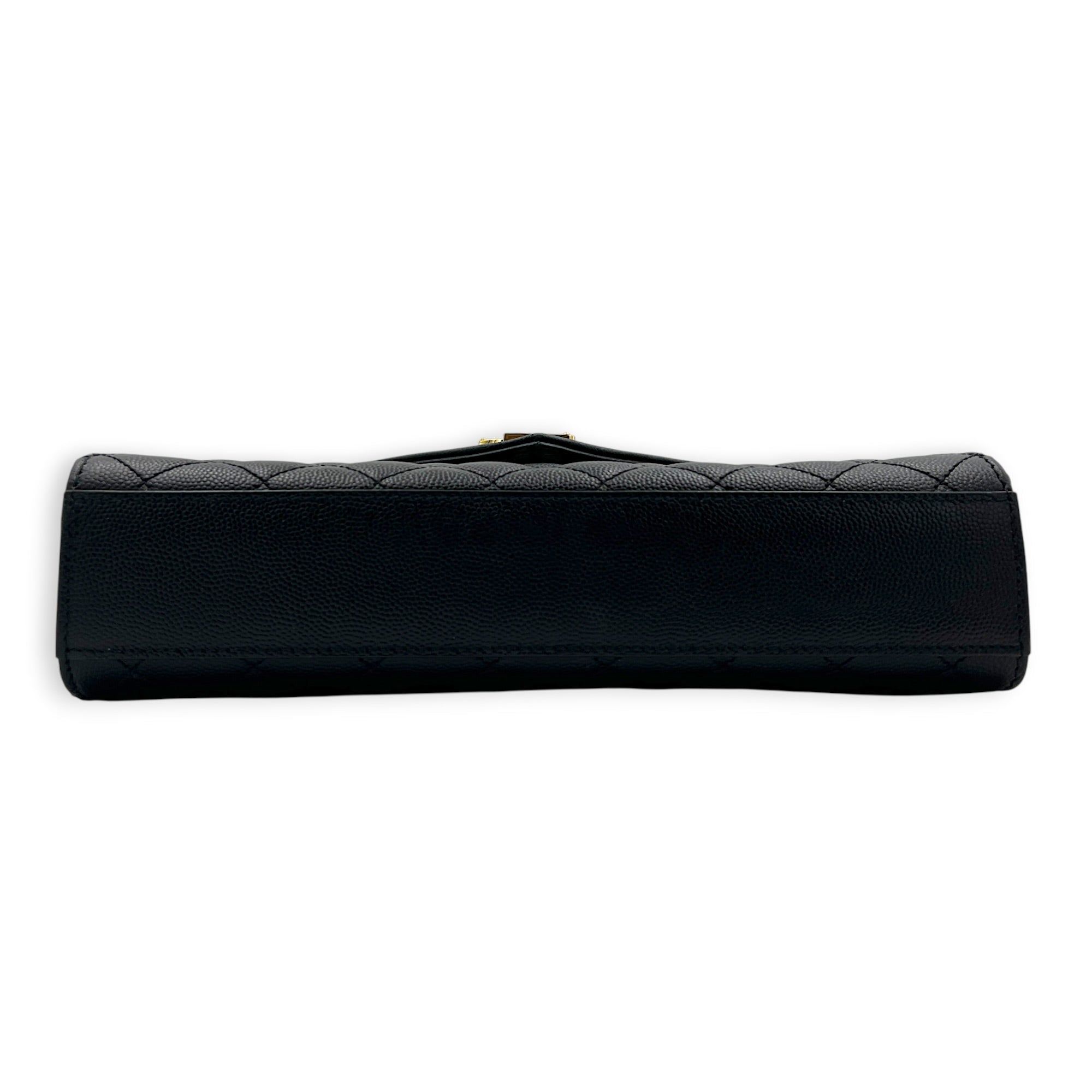 Envelope Shoulder Bag Black in Calfskin, Gold hardware