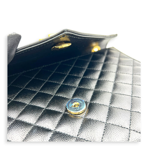 Envelope Shoulder Bag Black in Calfskin, Gold hardware