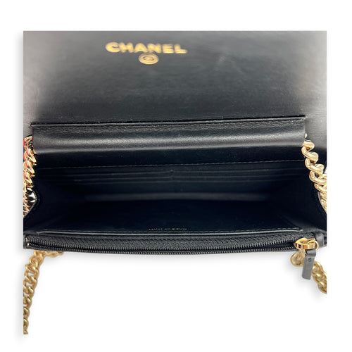 Boy Wallet On Chain Black in Caviar Leather, Gold hardware