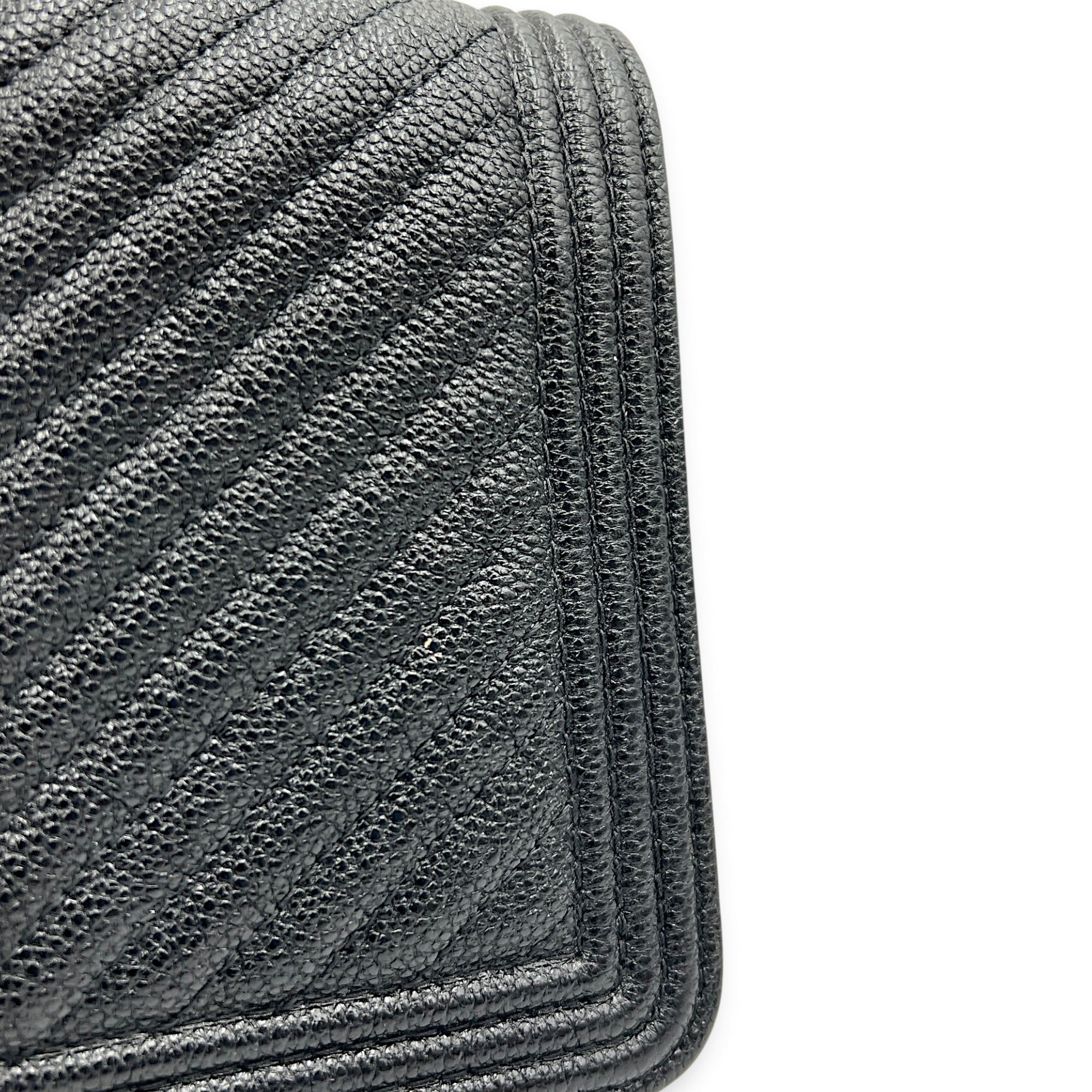 Boy Wallet On Chain Black in Caviar Leather, Gold hardware