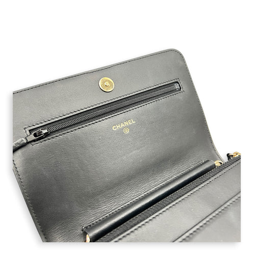 Boy Wallet On Chain Black in Caviar Leather, Gold hardware
