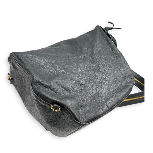 Motorcycle Convertible Grey Backpack in Calfskin, Gold hardware