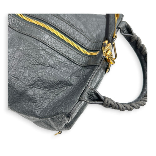 Motorcycle Convertible Grey Backpack in Calfskin, Gold hardware