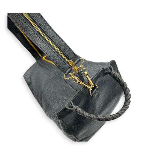 Motorcycle Convertible Grey Backpack in Calfskin, Gold hardware
