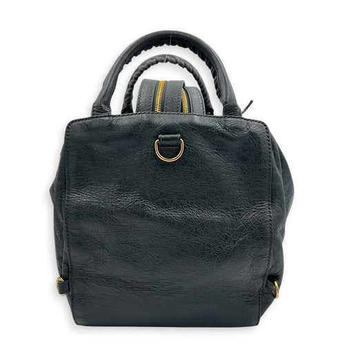 Motorcycle Convertible Grey Backpack in Calfskin, Gold hardware