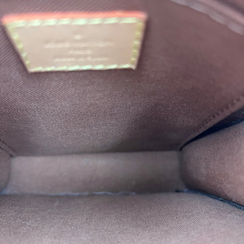 Sac Plat Top Handle Bag Brown in Monogram Coated Canvas, Gold hardware