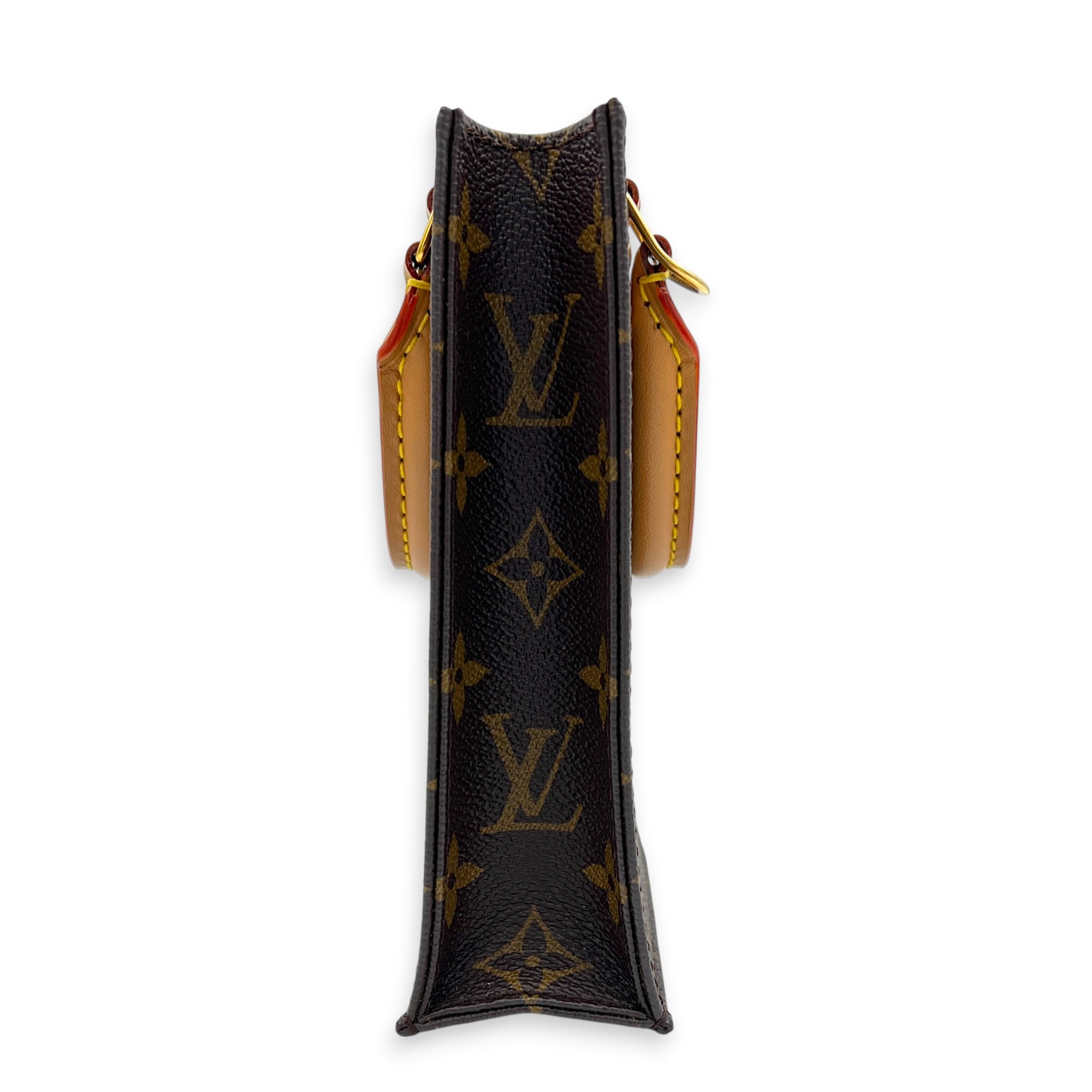 Sac Plat Top Handle Bag Brown in Monogram Coated Canvas, Gold hardware