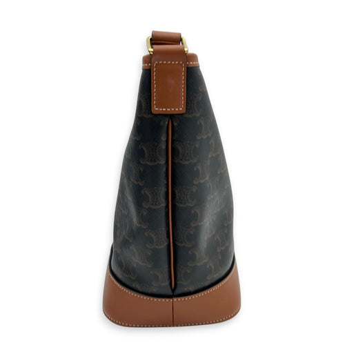 Triomphe Bucket Bag Brown in Coated Canvas, Gold hardware