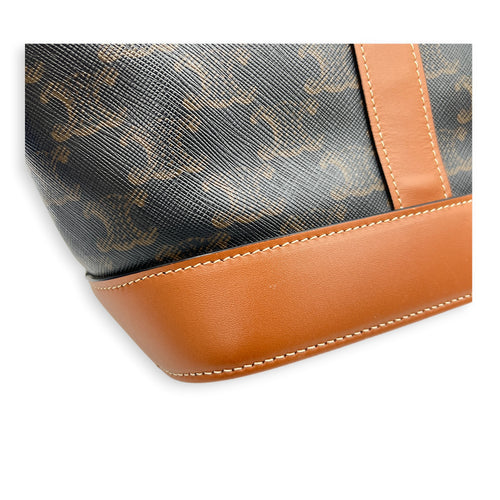 Triomphe Bucket Bag Brown in Coated Canvas, Gold hardware