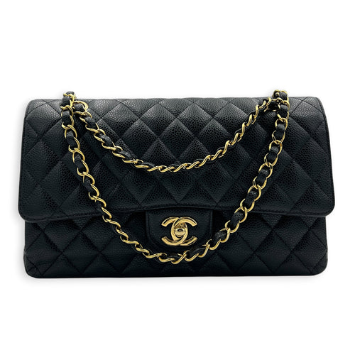 Classic Shoulder Bag Black in Caviar Leather, Gold hardware