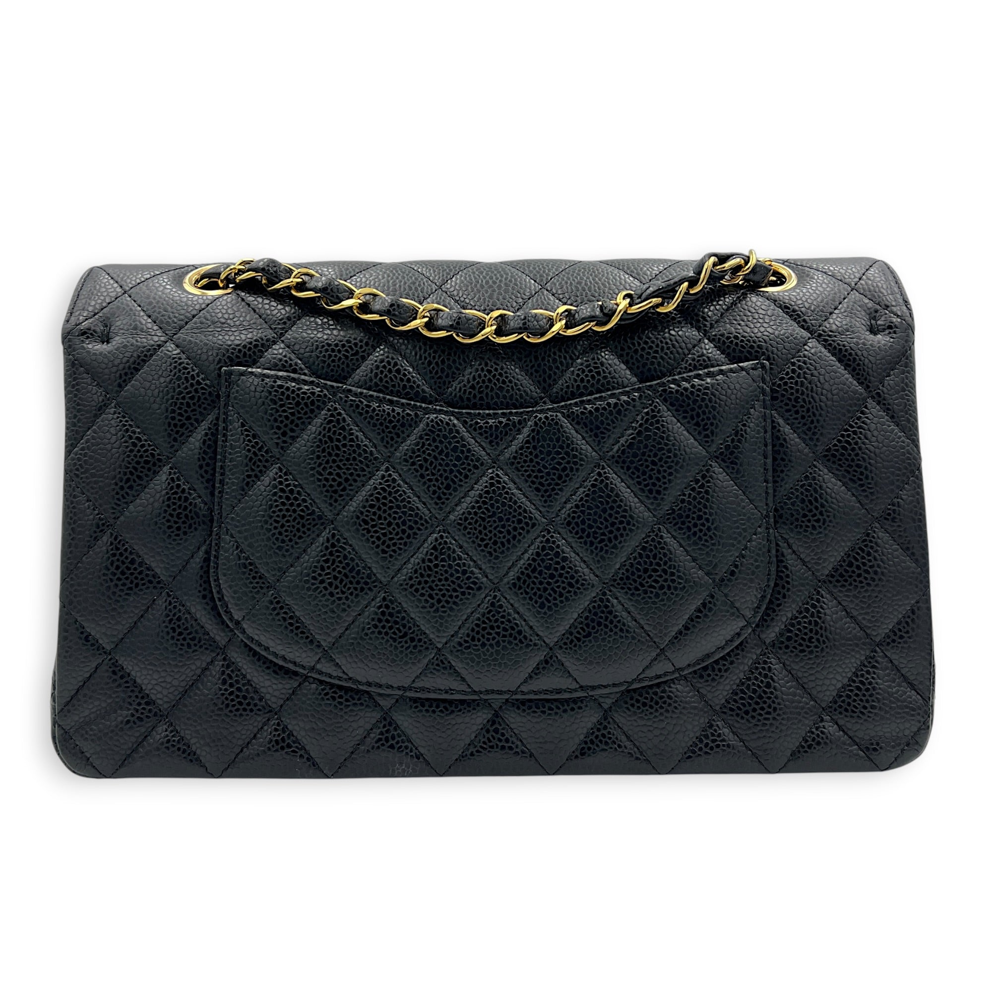 Classic Shoulder Bag Black in Caviar Leather, Gold hardware