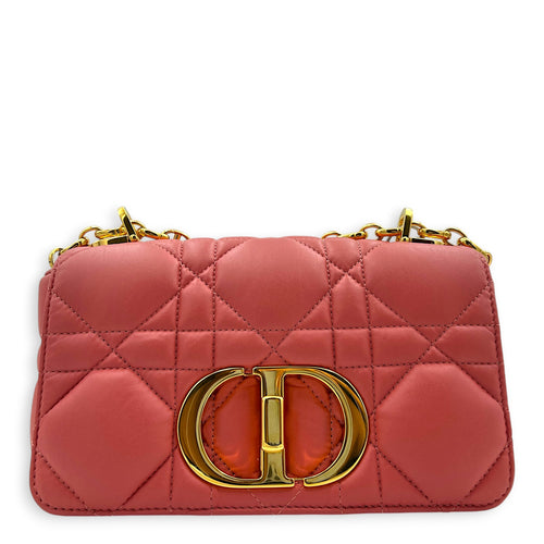 Caro Shoulder Bag Pink in Calfskin, Gold hardware