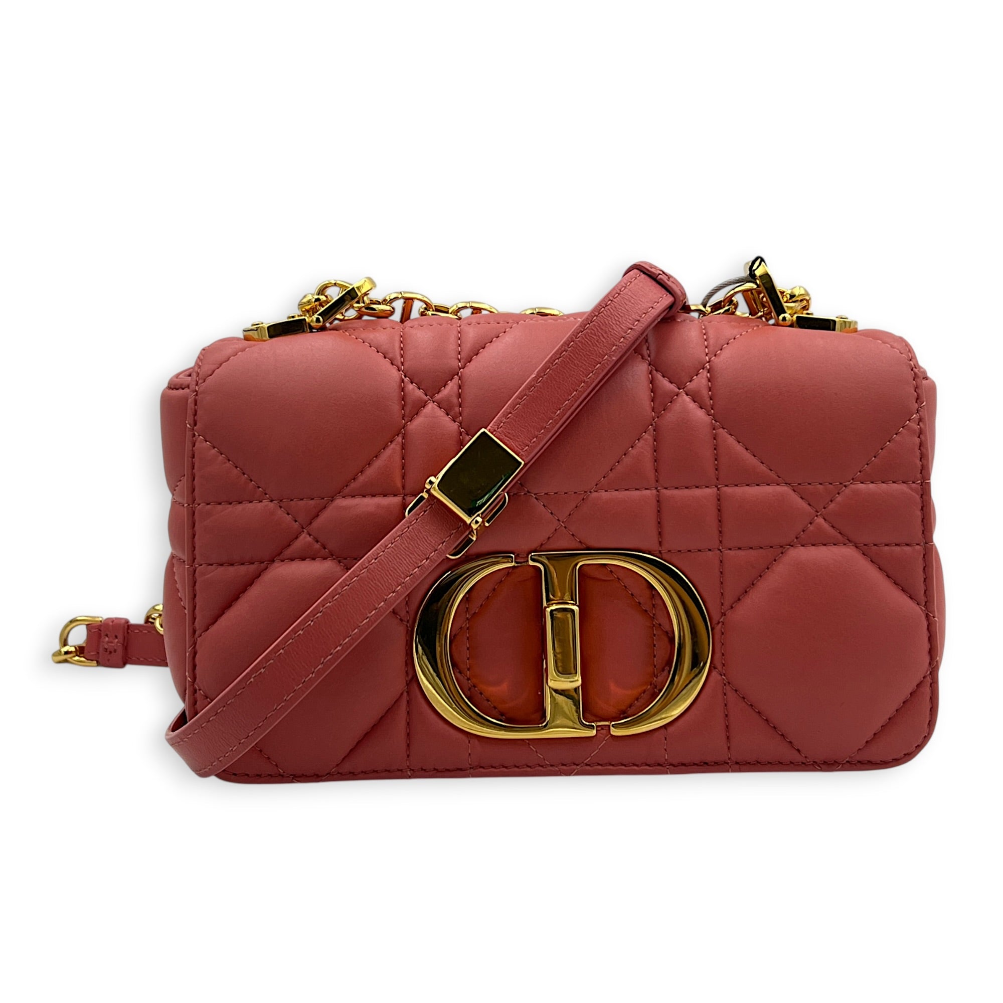 Caro Shoulder Bag Pink in Calfskin, Gold hardware