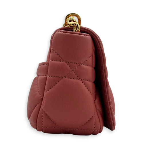 Caro Shoulder Bag Pink in Calfskin, Gold hardware