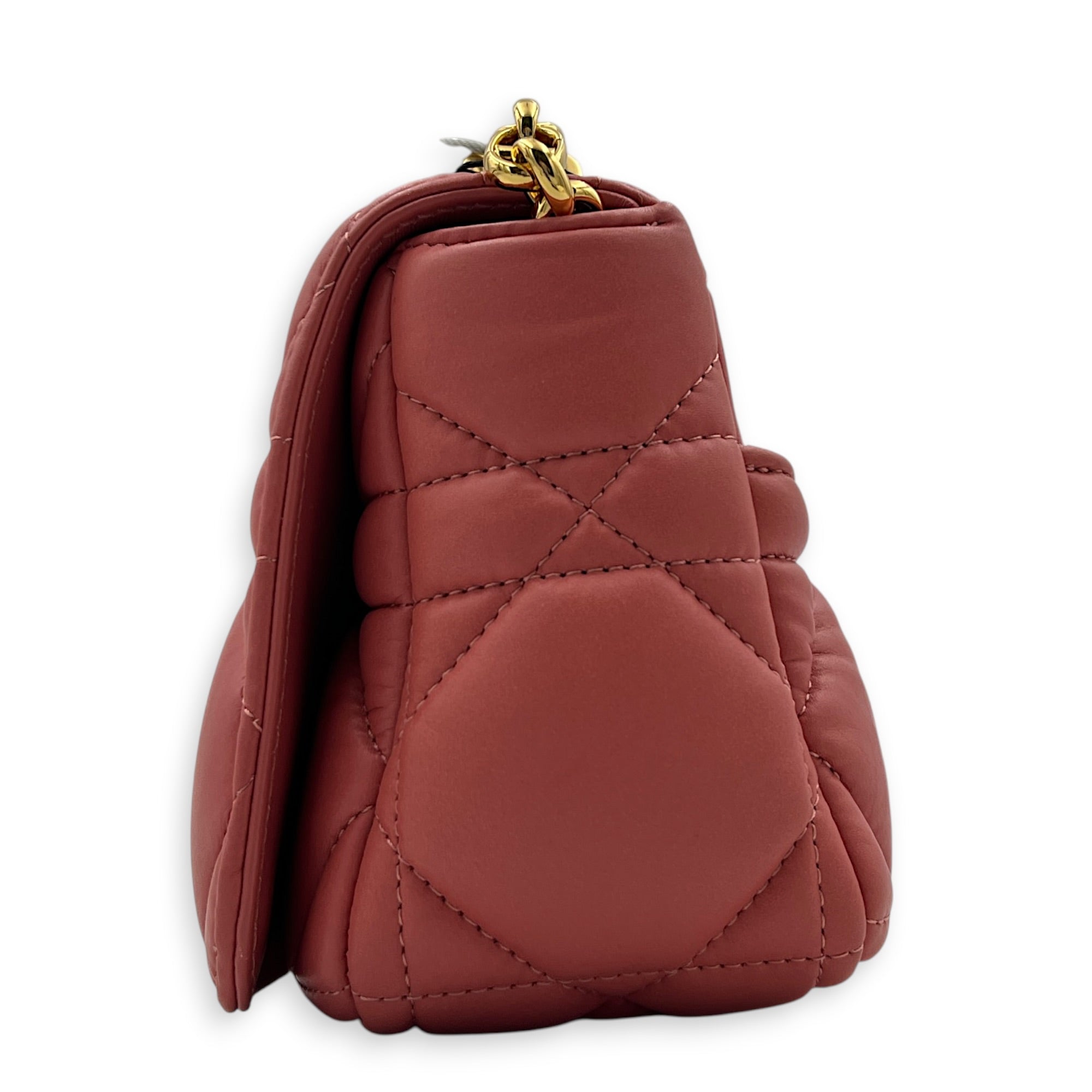 Caro Shoulder Bag Pink in Calfskin, Gold hardware
