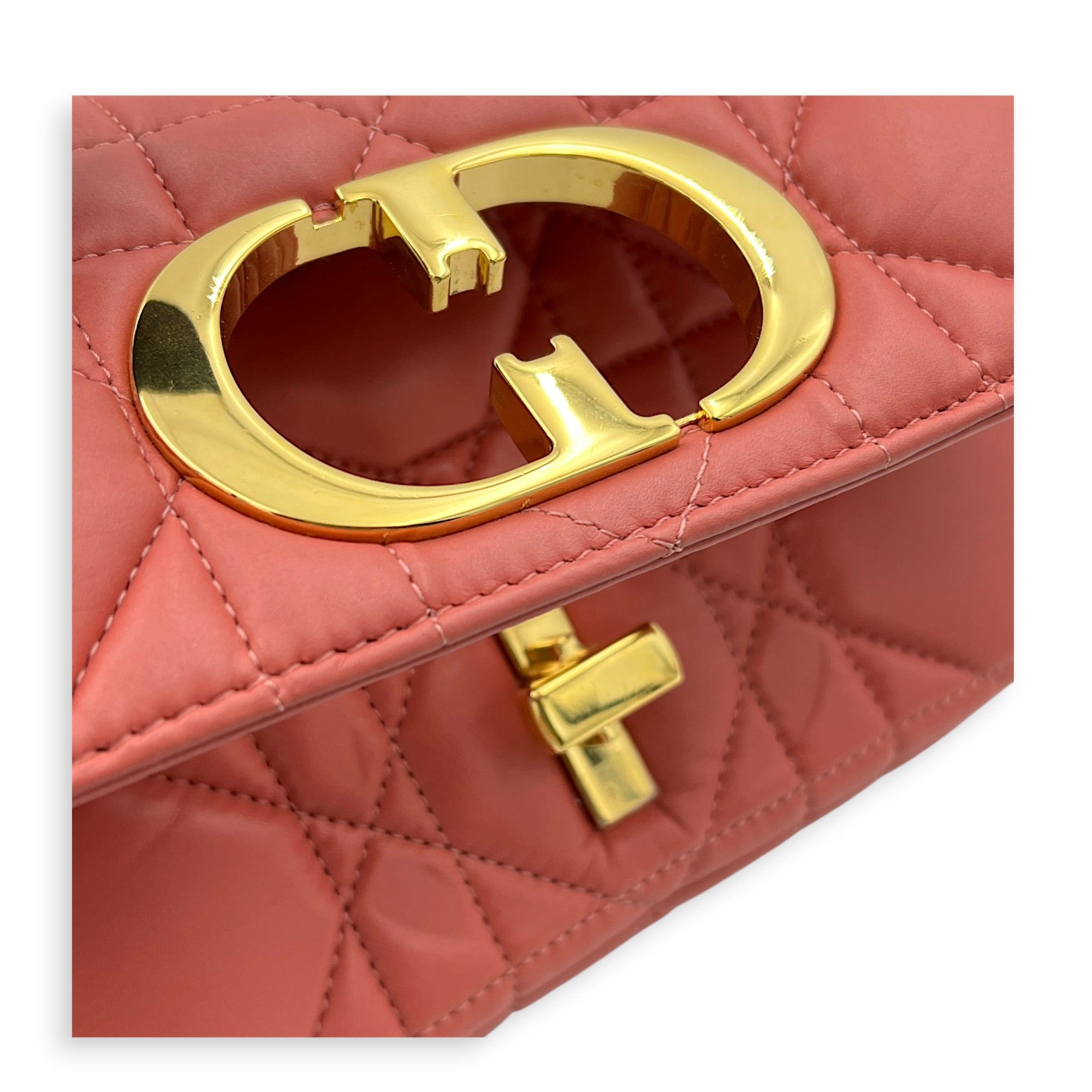 Caro Shoulder Bag Pink in Calfskin, Gold hardware